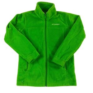 Columbia Girls M 10/12 Fleece Jacket Green Long Sleeve